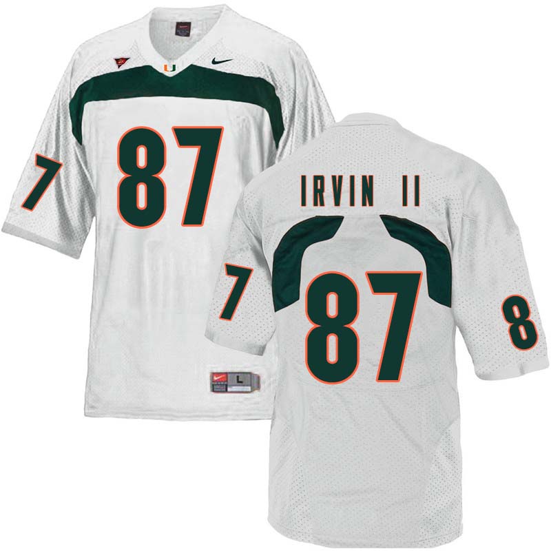 Nike Miami Hurricanes #87 Michael Irvin II College Football Jerseys Sale-White - Click Image to Close